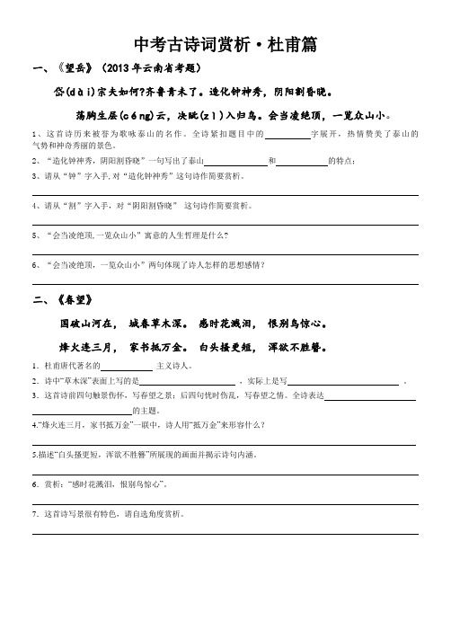 中考古诗词赏析(杜甫)