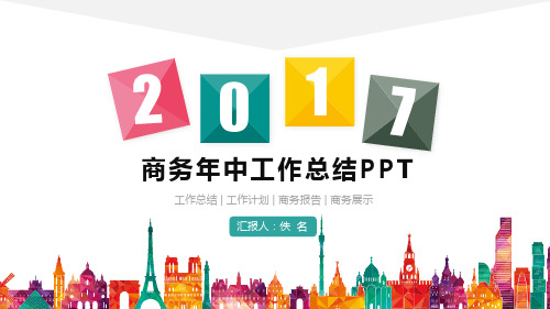 商务年中总结汇报商业工作计划PPT模板