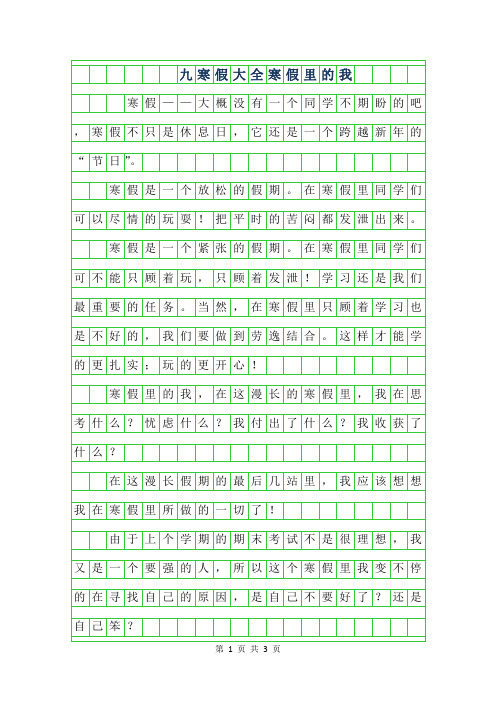2019年九年级寒假作文大全-寒假里的我