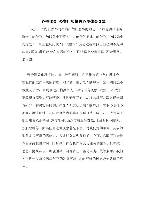 [心得体会]公安四项整治心得体会3篇