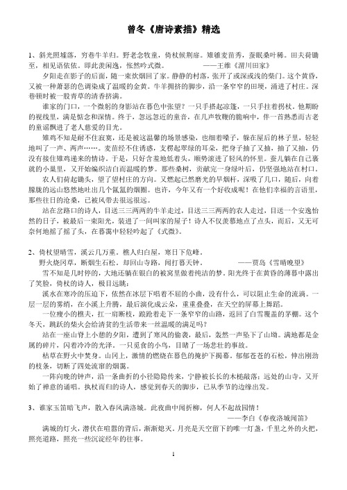 曾冬唐诗素描精选