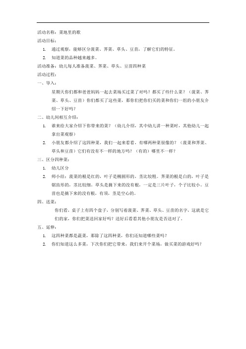 大班语言活动《菜地里的歌》