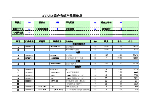avaya布线自动计算公式表格new