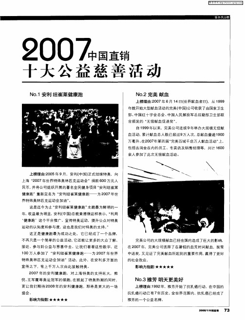 2007中国直销十大公益慈善活动