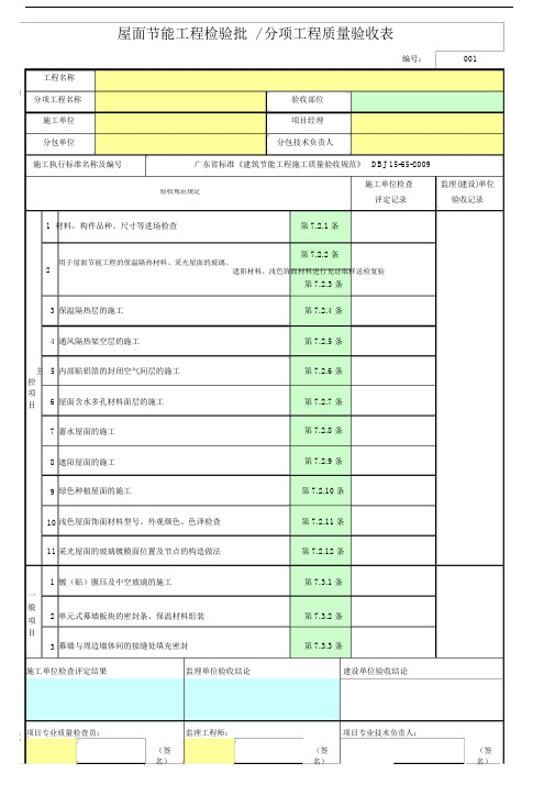 屋面节能工程检验批分项工程质量验收表.doc