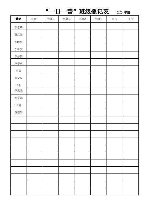 “一日一善”登记表