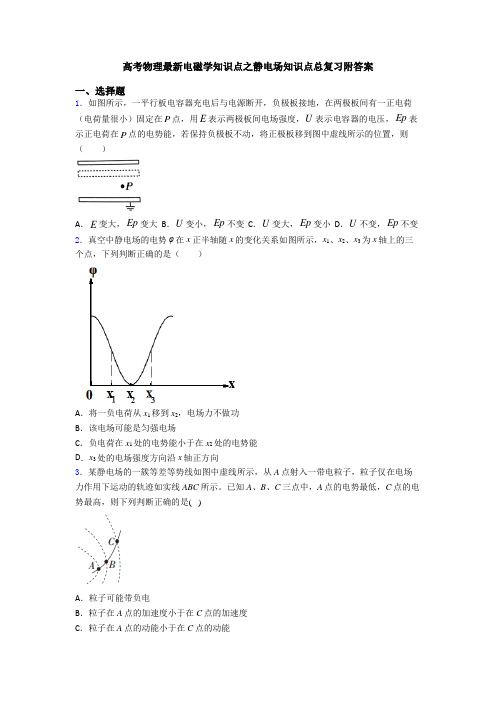 高考物理最新电磁学知识点之静电场知识点总复习附答案