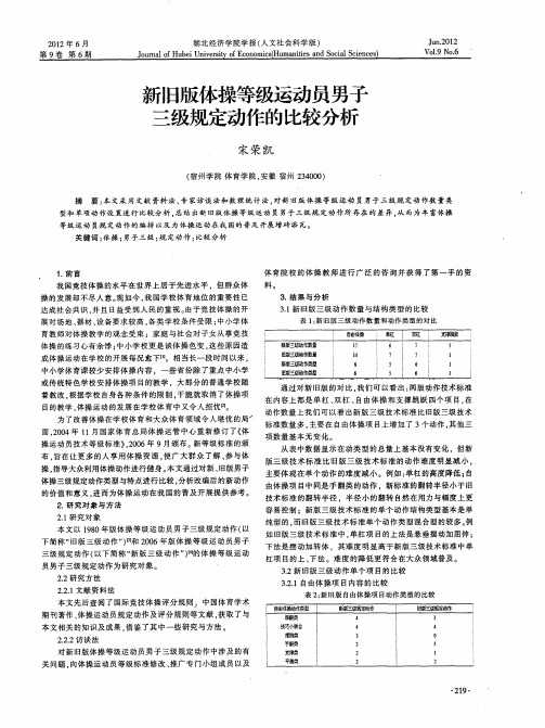 新旧版体操等级运动员男子三级规定动作的比较分析