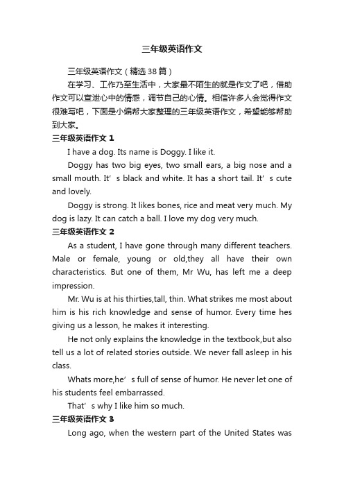 三年级英语作文（精选38篇）