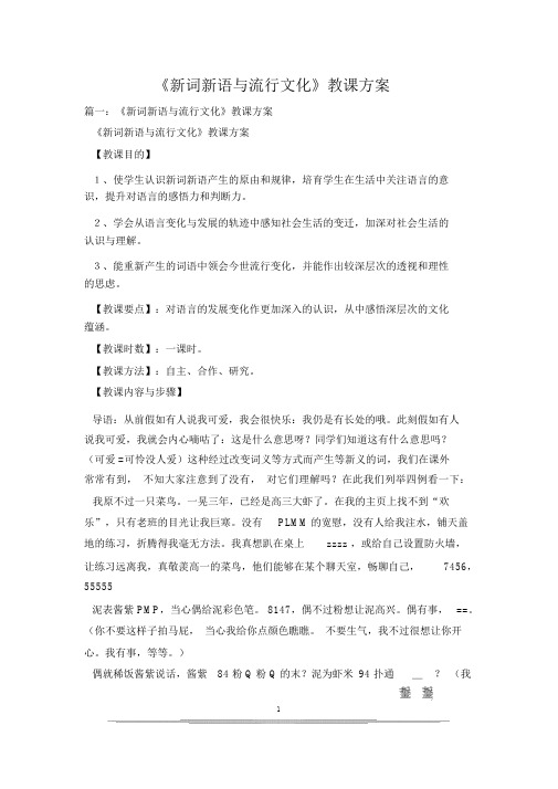 《新词新语与流行文化》教学设计