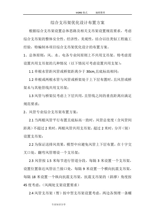 综合支吊架优化设计布置方案说明