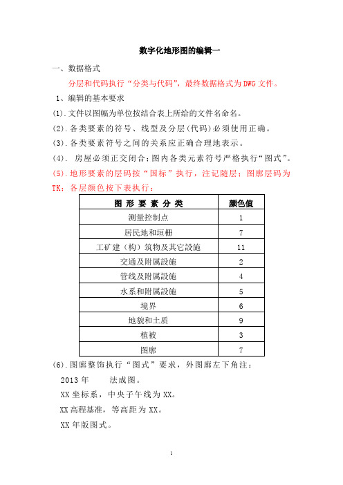 数字化地形图的编辑要求