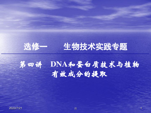 (人教版)高考生物创新课件：选修1-第4讲-DNA和蛋白质技术与植物有效成分的提取