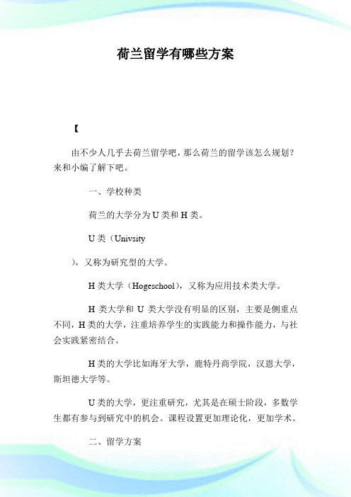 荷兰留学有哪些方案.doc