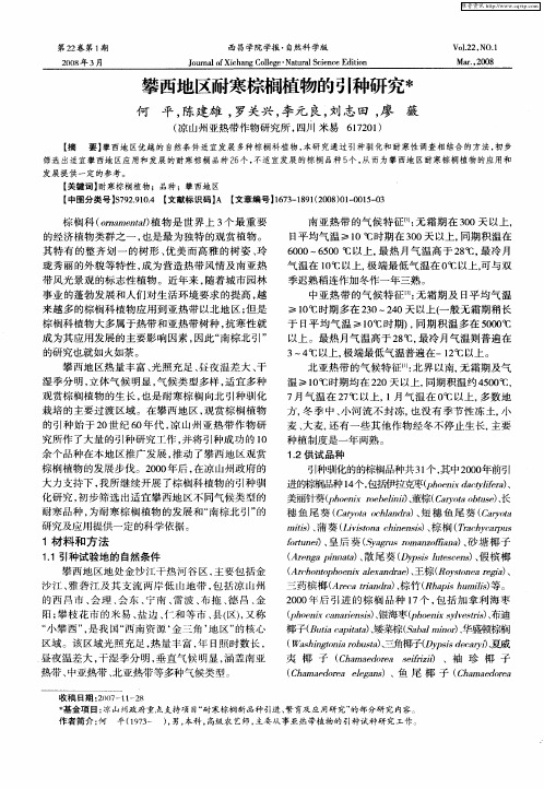 攀西地区耐寒棕榈植物的引种研究