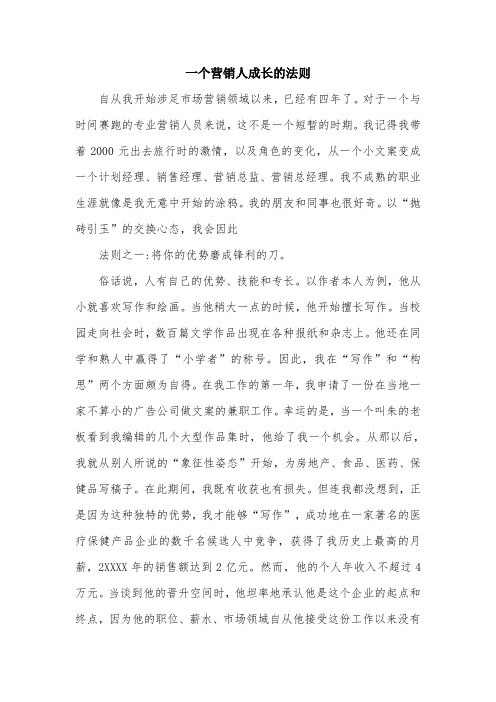 一个营销人成长的法则.doc