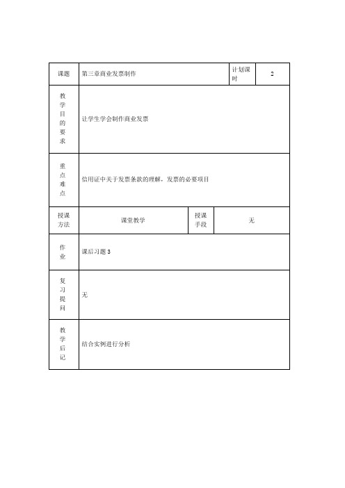 外贸单证教案——商业发票制作