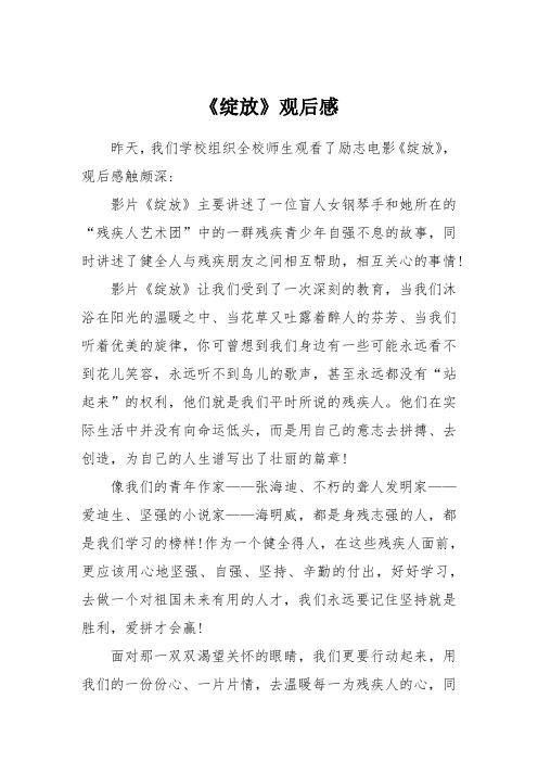 《绽放》观后感
