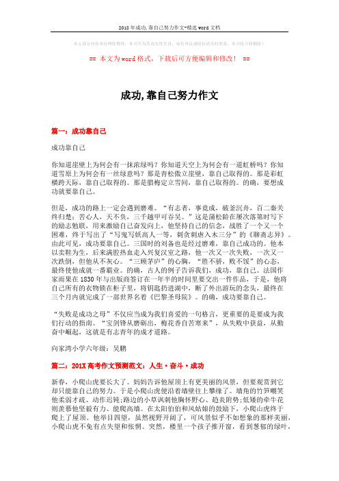 2018年成功,靠自己努力作文-精选word文档 (5页)