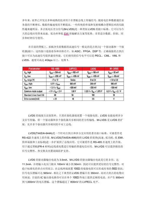 MLVDS可以实现真正多点接口的总线