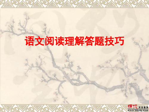 初中语文阅读理解答题技巧ppt课件 