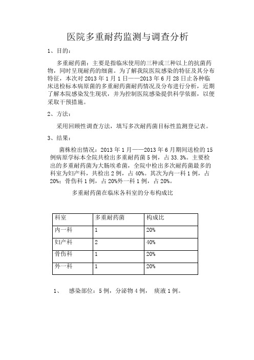 医院多重耐药监测与调查分析(2)