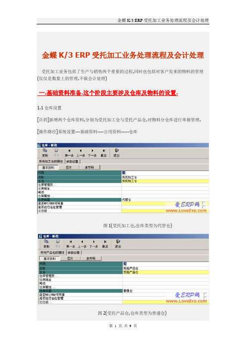金蝶K3ERP受托加工业务处理流程及会计处理