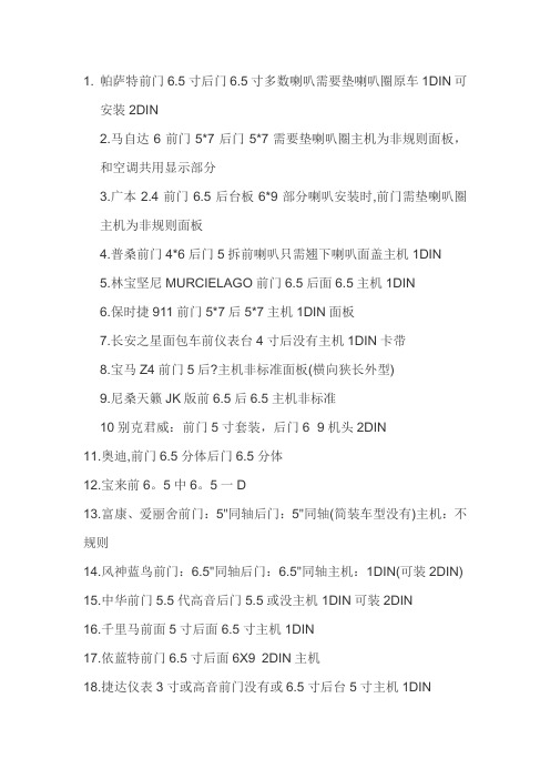 原车汽车音响喇叭尺寸对照表
