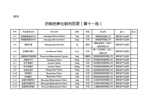 参比制剂第十一批