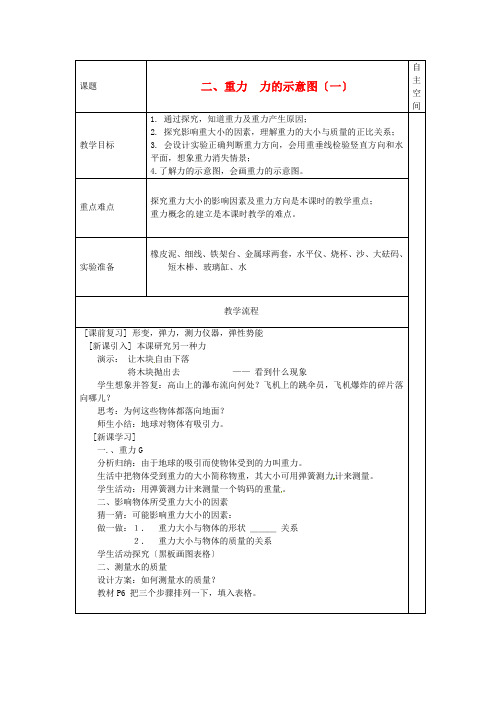 《重力 力的示意图》word教案 (公开课专用)2022年苏科版教案 (7)