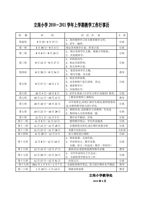 2010-2011行事历