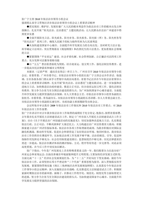 张广宁2010年依法治市领导小组会议讲话