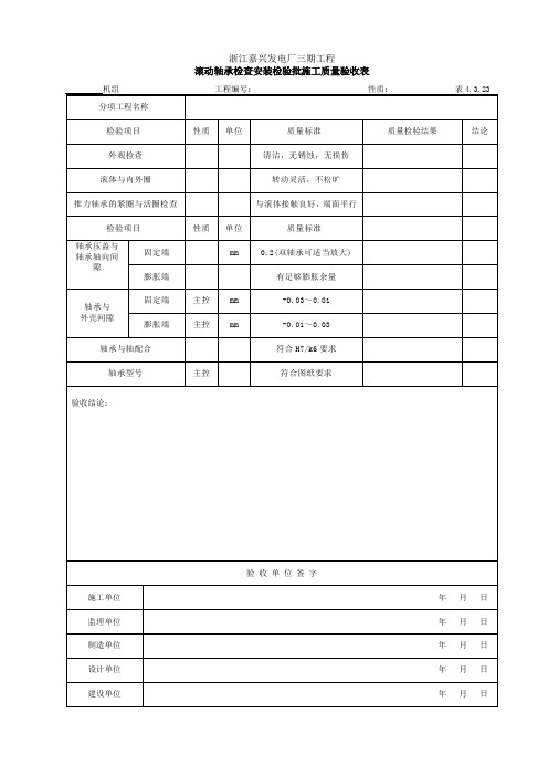 4.3.23 滚动轴承检查安装检验批施工质量验收表