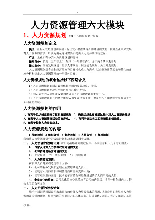 人力资源六大模块