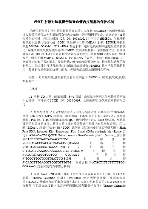 丹红注射液对缺氧损伤脑微血管内皮细胞的保护机制
