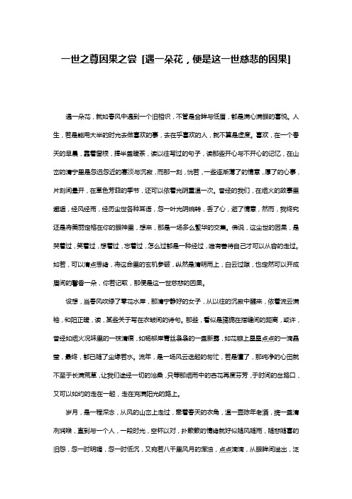 一世之尊因果之尝 [遇一朵花,便是这一世慈悲的因果] 