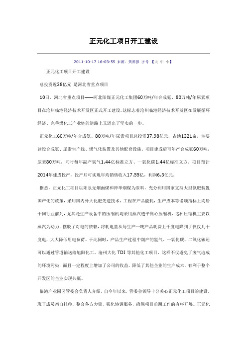 正元化工项目开工建设