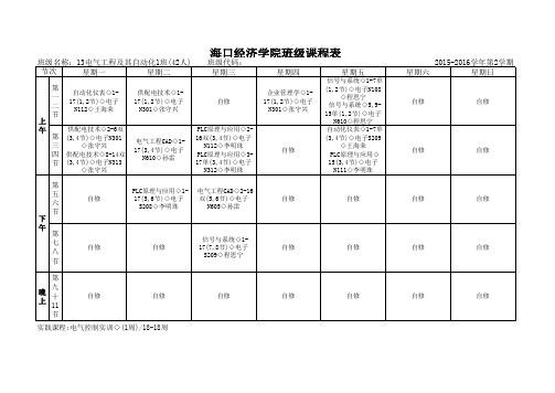 班级名称：13电气工程及其自动化1班(42人)    班级代码：13154601(1)