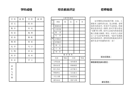 素质报告单2013