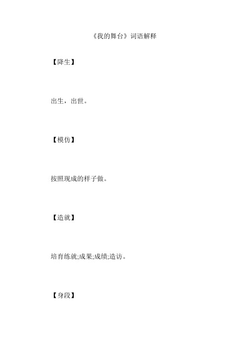 《我的舞台》词语解释