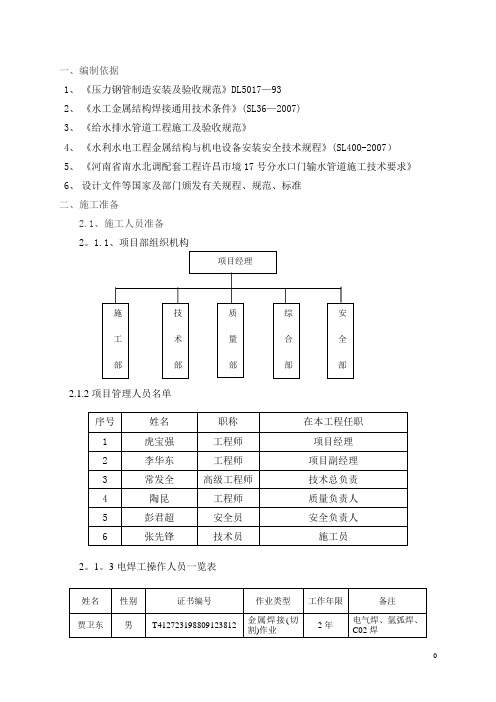 压力钢管安装施工方案【呕心沥血整理版】