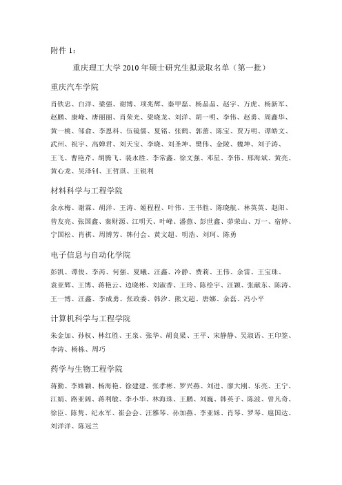 第一批录取名单