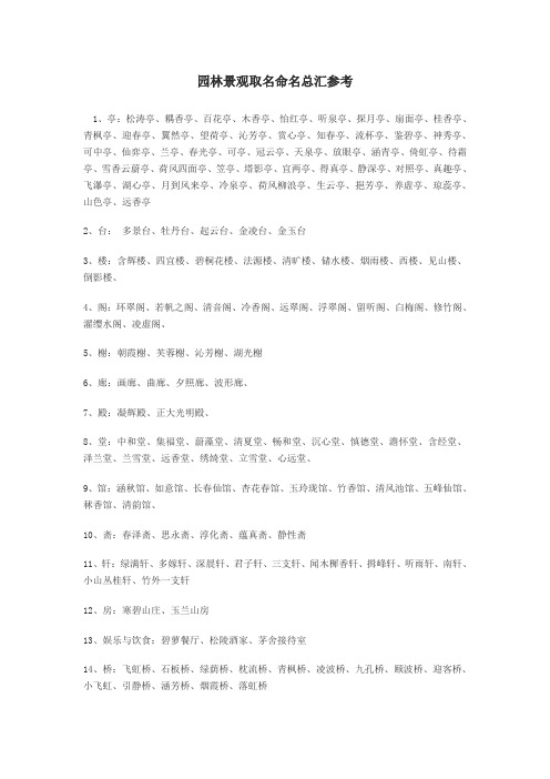 园林景观取名总汇