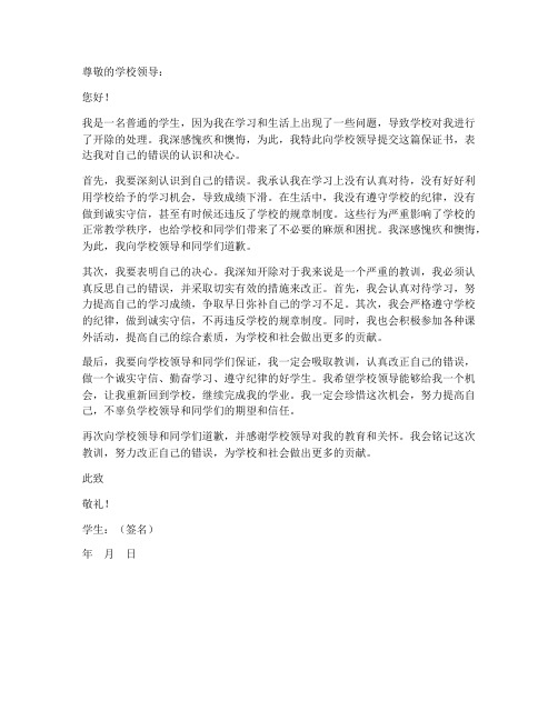 学校开除保证书范文