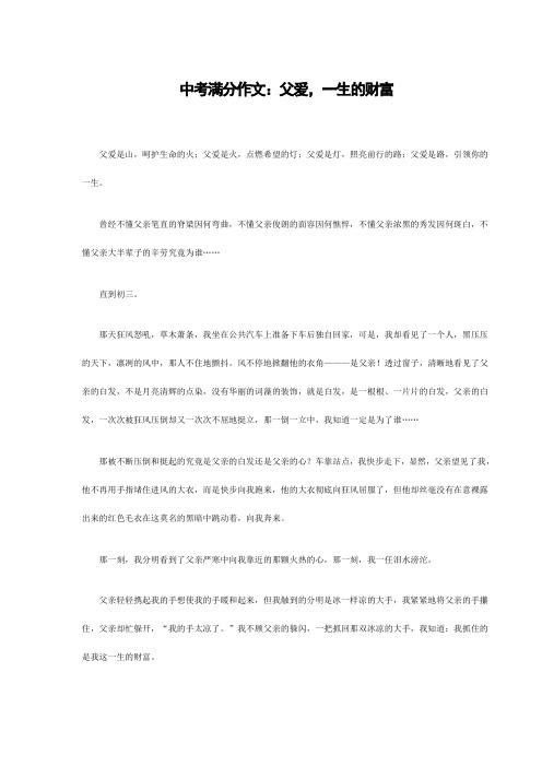 中考满分作文：父爱,一生的财富