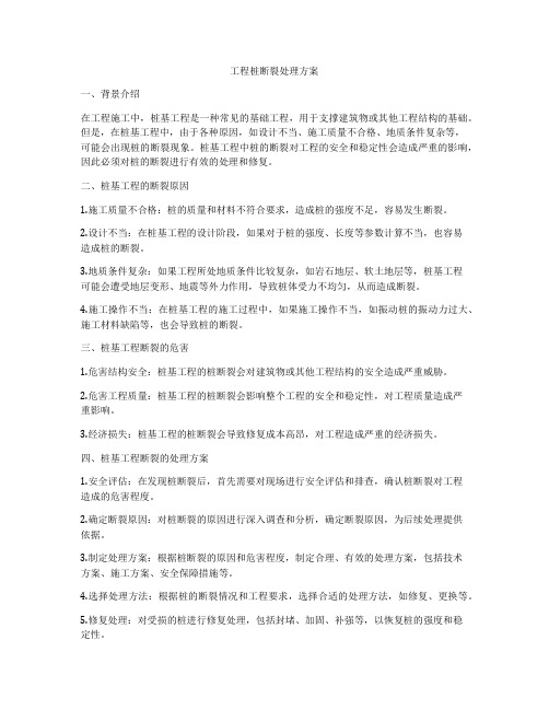 工程桩断裂处理方案