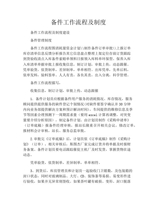 备件工作流程及制度