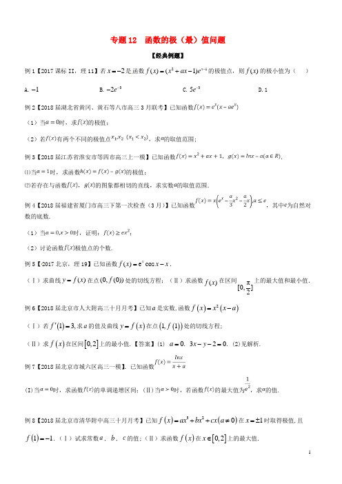 12函数的极(最)值问题(无答案)