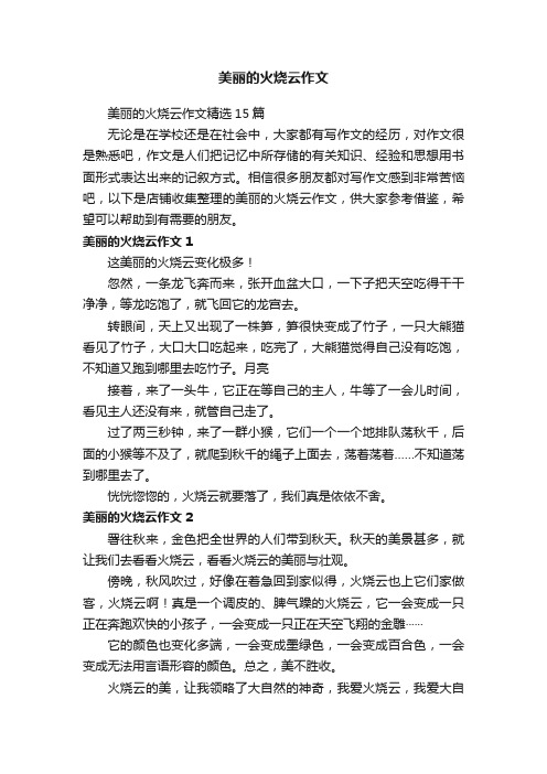 美丽的火烧云作文