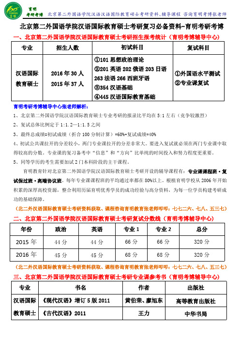 2017年北京第二外国语学院汉语国际教育硕士考研-育明考研考博